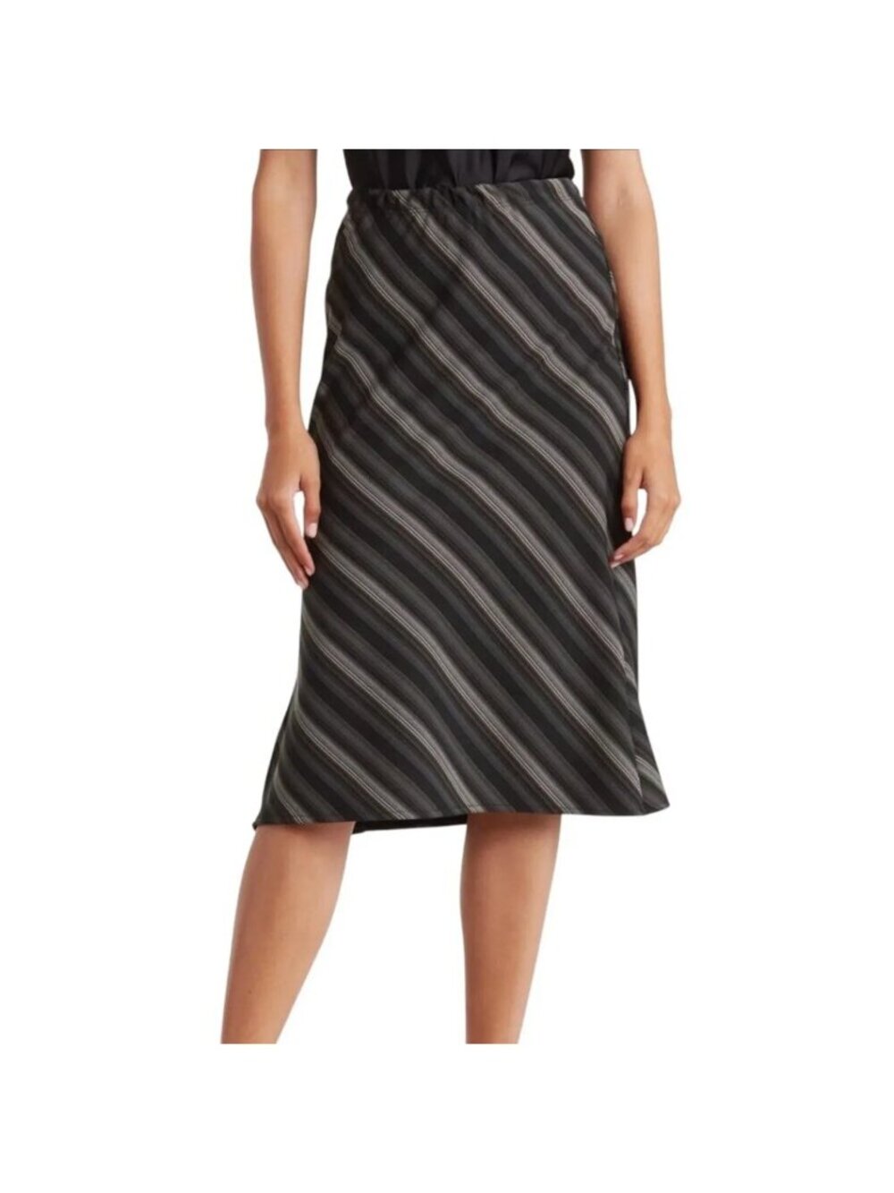 Forgotten Grace Pull on Side Slit Skirt, Black/Gray,